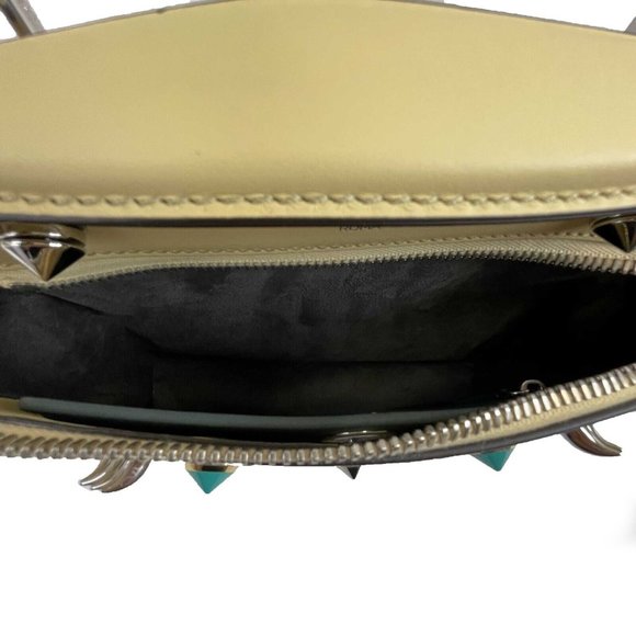 Fendi -DotCom Faces Convertible Small Yellow Satchel - Top Handle w/ Chain Strap - Picture 9 of 16